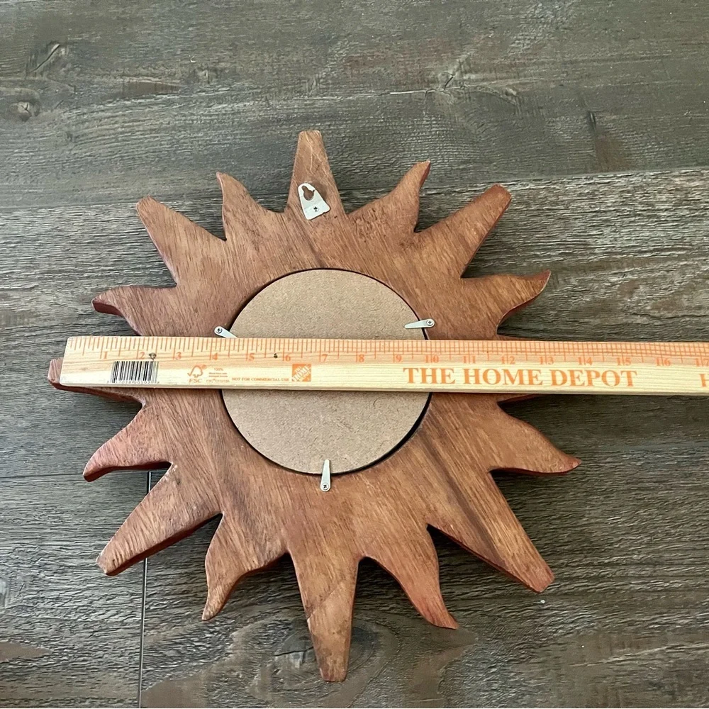 Sunburst Wooden Wall Mirror - Red and Brown